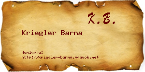 Kriegler Barna névjegykártya